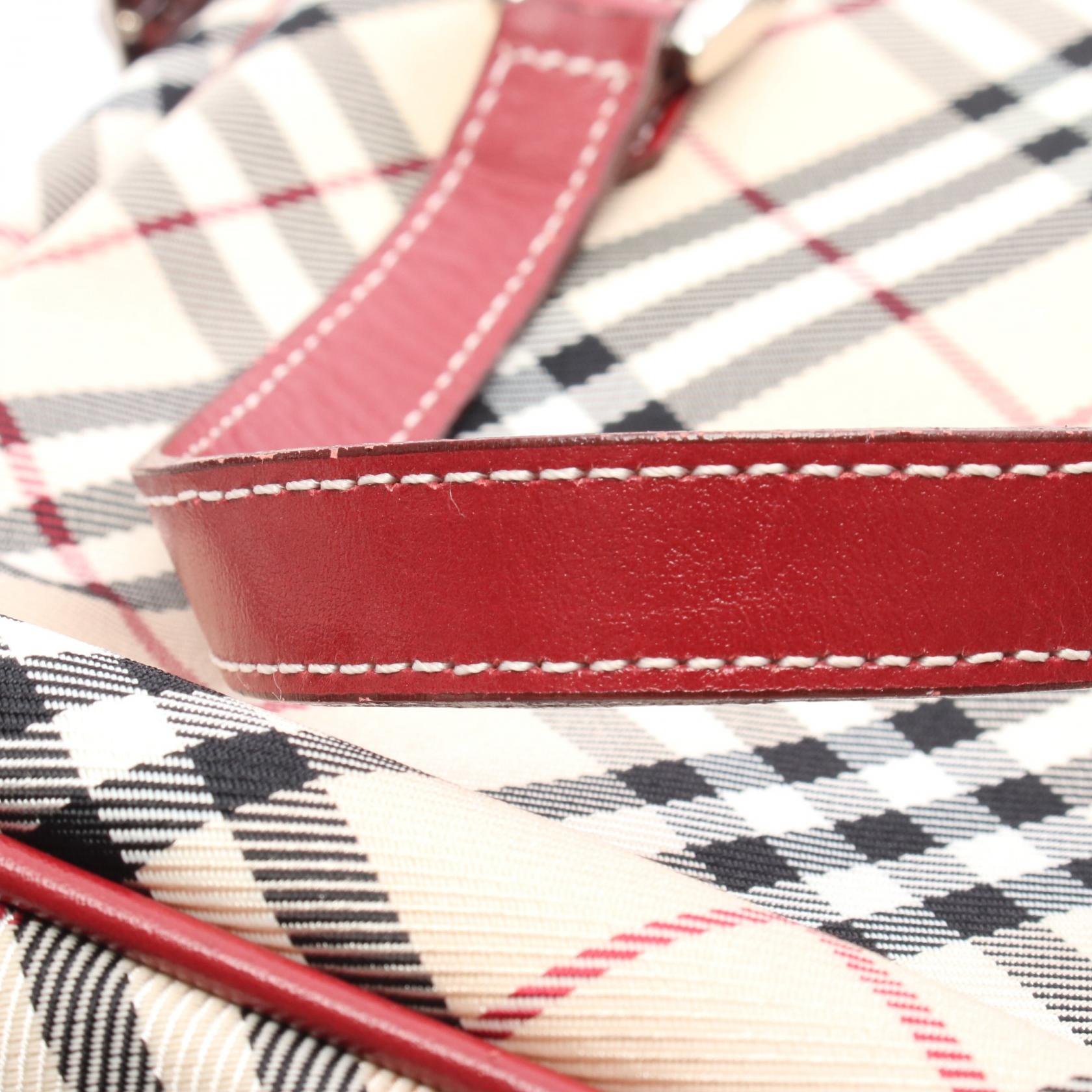 Burberry Nova Check Canvas Leather Handbag