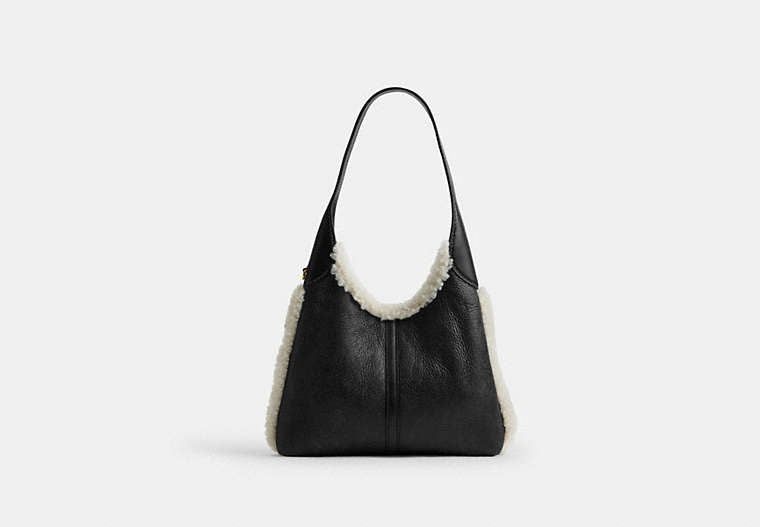 Brooklyn Shoulder Bag 28 In Shearling - Brass/Black Natural