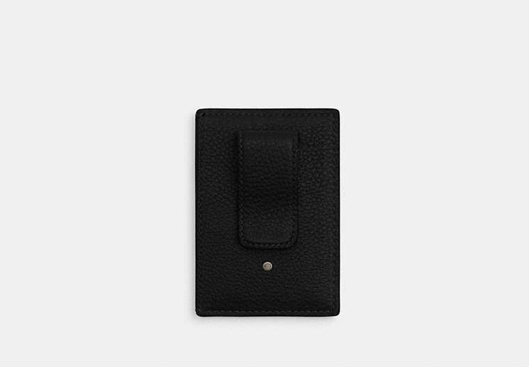 COACH®,Card Case With Money Clip,Leather,Card Case,Metal Material,Embellished,Metal,Money Clip,Casual,Black,Back View