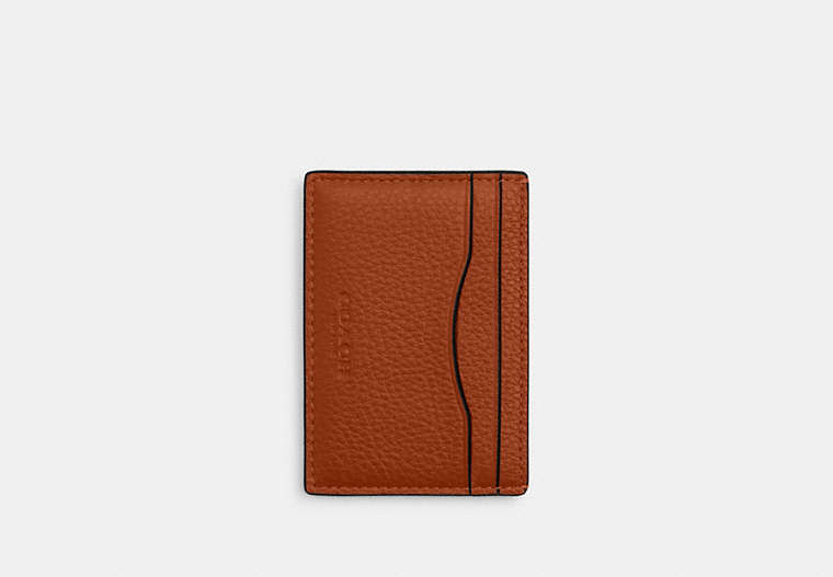 COACH®,Card Case With Money Clip,Leather,Card Case,Metal Material,Embellished,Metal,Money Clip,Casual,Brown,Front View