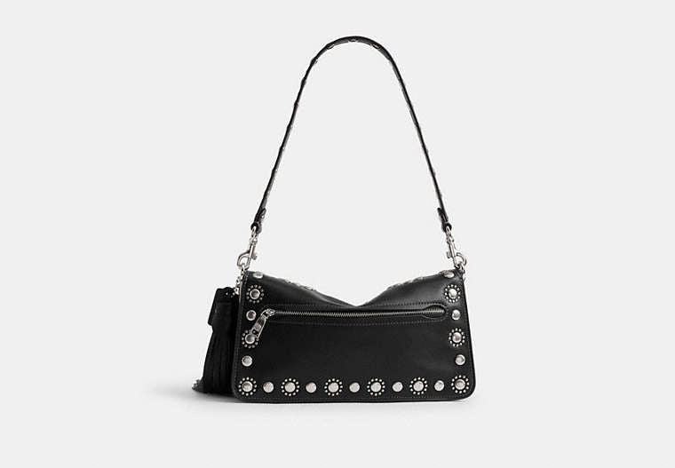 Tabby Shoulder Bag 26 With Western Rivets - Silver/Black