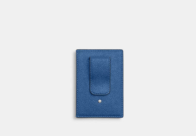 COACH®,Card Case With Money Clip,Blue,Back View