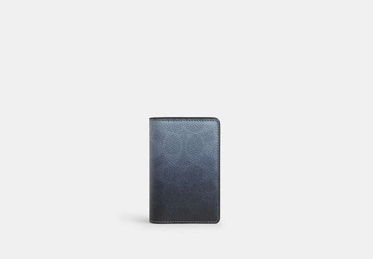COACH®,Id Card Wallet In Ombre Signature Canvas,Canvas,Bi Fold,Logo,Casual,Black,Front View