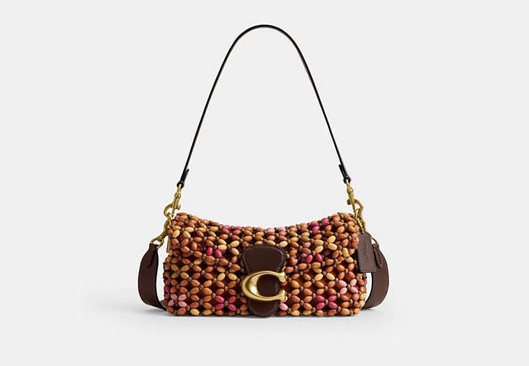 Tabby Shoulder Bag 26 With Wooden Beading - Brass/Maple Multi