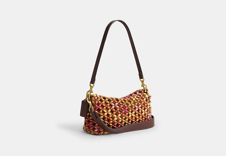 Tabby Shoulder Bag 26 With Wooden Beading - Brass/Maple Multi