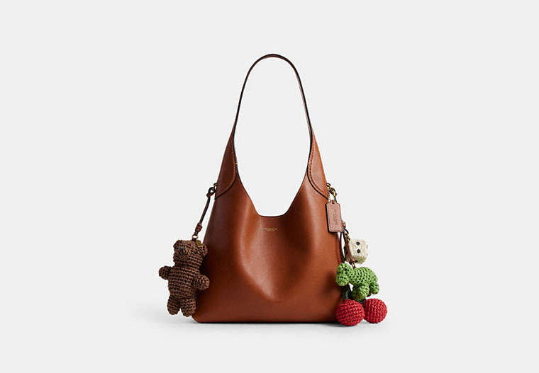 Brooklyn Shoulder Bag 28 With Charms - Brass/Amber Brown