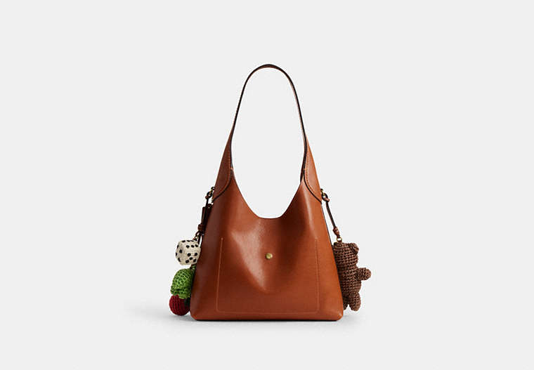 Brooklyn Shoulder Bag 28 With Charms - Brass/Amber Brown