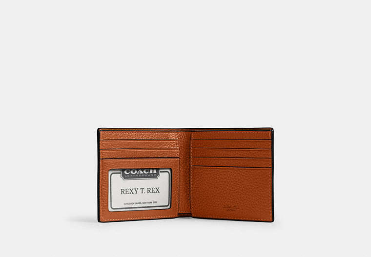 COACH®,Id Billfold Wallet,Leather,Bi Fold,Logo,Casual, Father's Day,Brown,Inside View,Top View