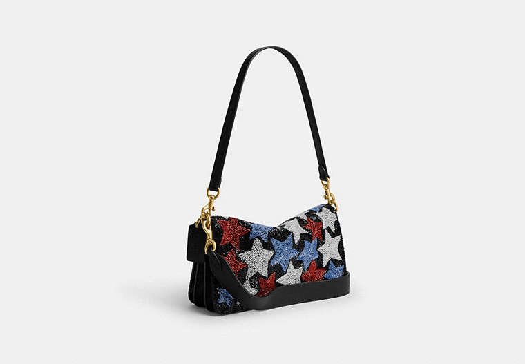 Tabby Shoulder Bag 26 With Beaded Americana Stars - Brass/Navy Multi