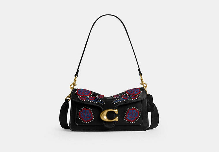 Tabby Shoulder Bag 26 With Embroidered Americana - Brass/Black Multi