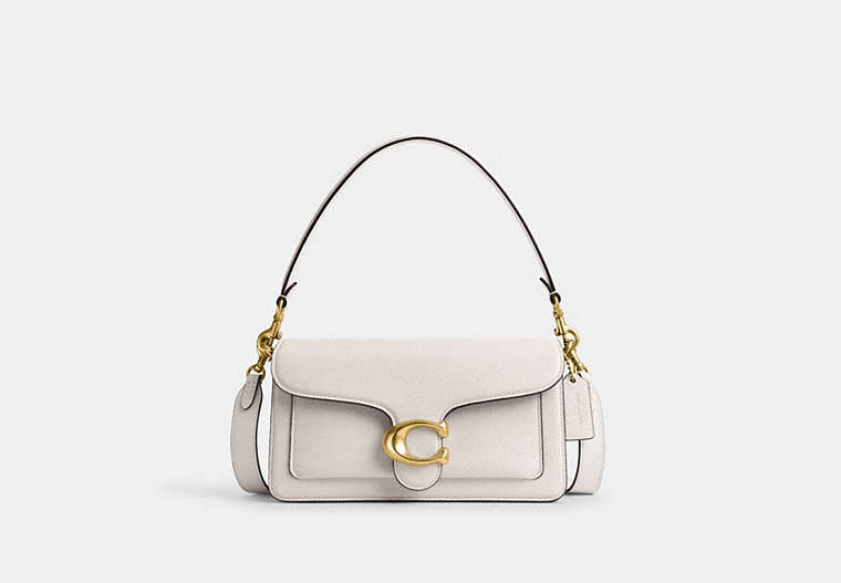 Tabby Shoulder Bag 26 In Signature Canvas - Brass/Chalk