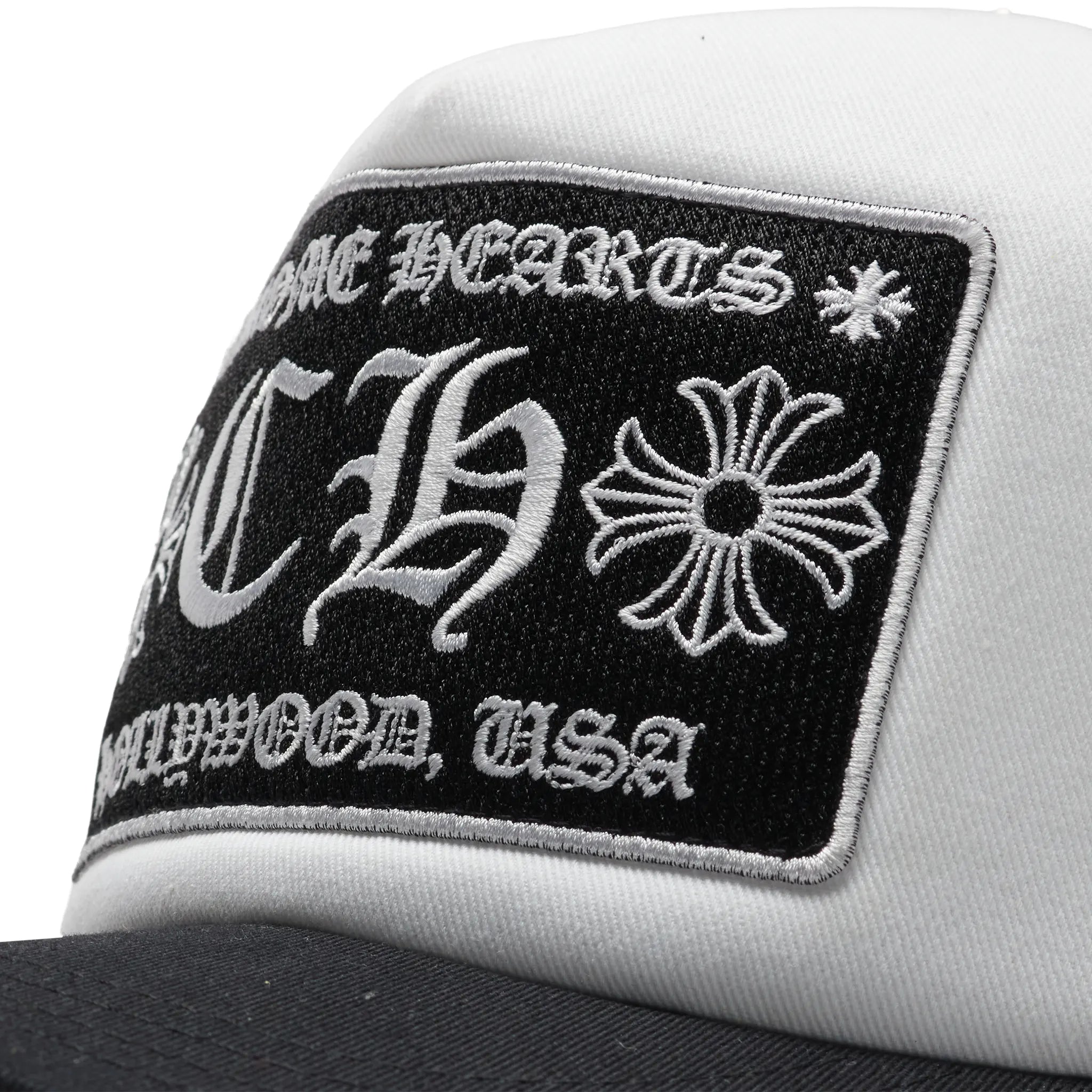 Chrome Hearts CH Hollywood White Black Trucker Cap