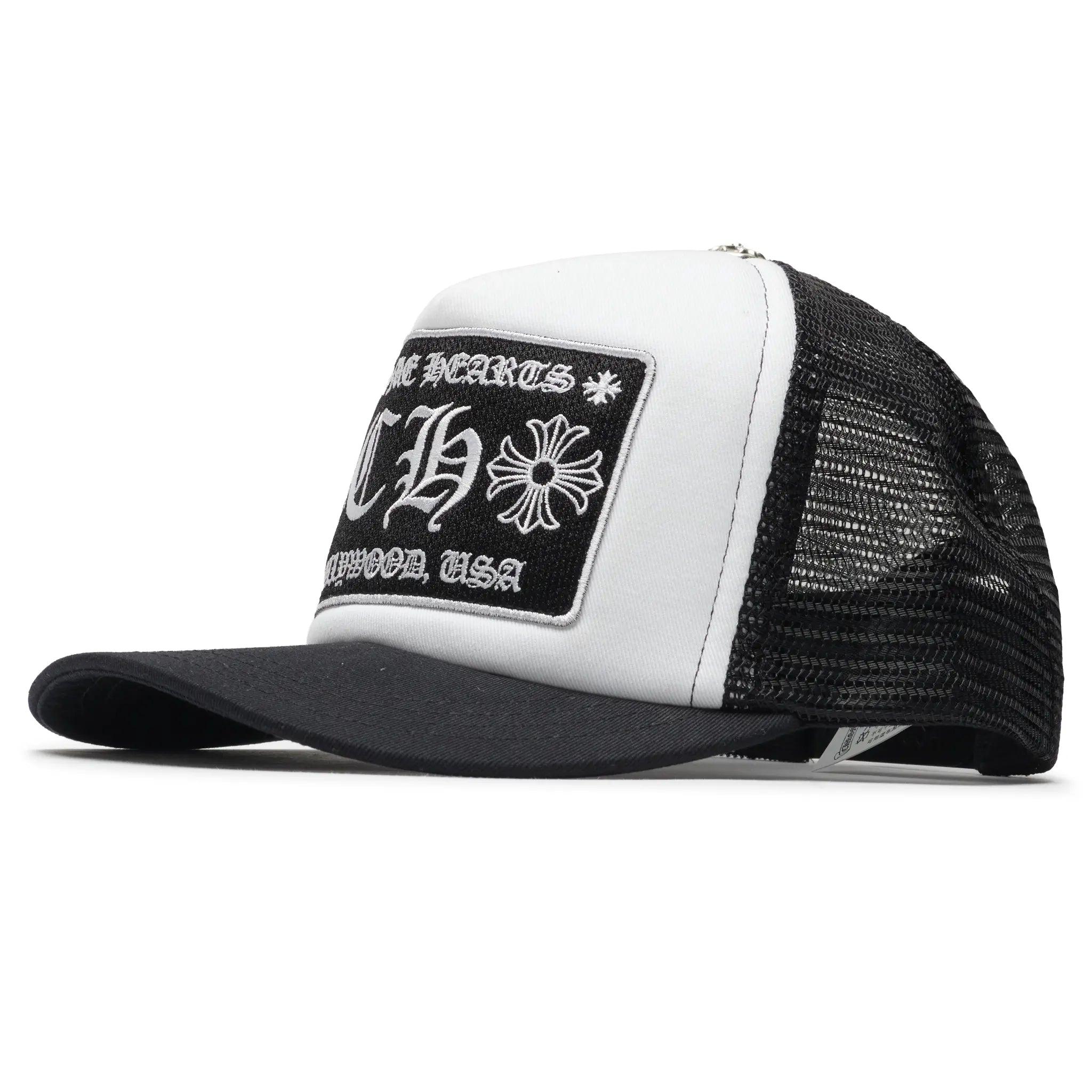Chrome Hearts CH Hollywood White Black Trucker Cap