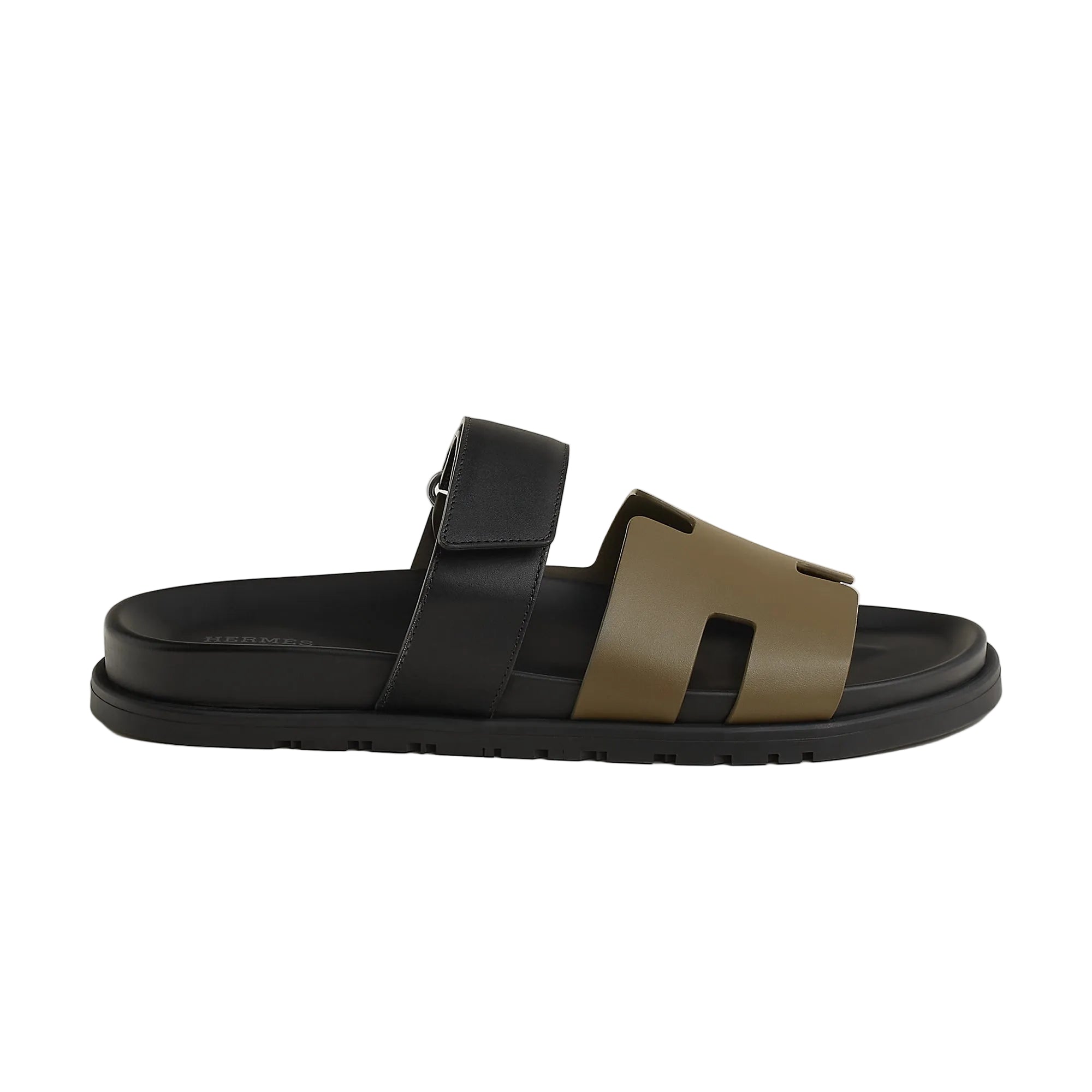 Hermes Paris Chypre vert toundra/noir Sandals