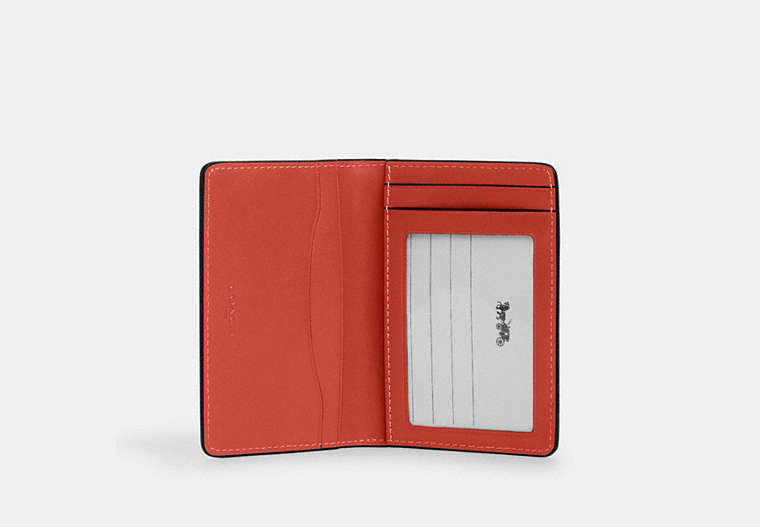 COACH®,Id Wallet,Leather,Bi Fold,Casual, Father's Day,Red,Inside View,Top View