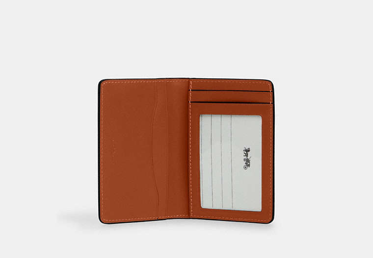 COACH®,Id Wallet,Leather,Bi Fold,Casual, Father's Day,Brown,Inside View,Top View