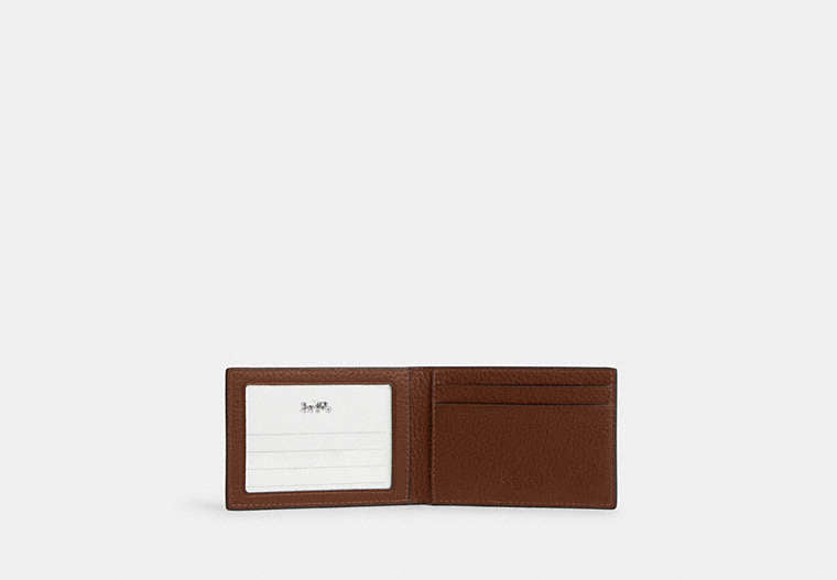 COACH®,Compact Billfold Wallet,Leather,Bi Fold,Casual,Brown,Inside View,Top View