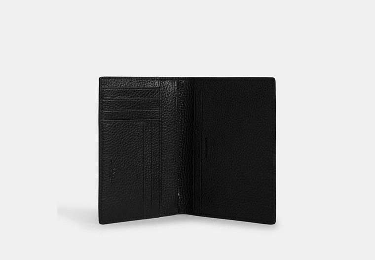 COACH®,Passport Card Case,Card Case,Bi Fold,Passport Case,Logo,Travel,Black,Inside View,Top View
