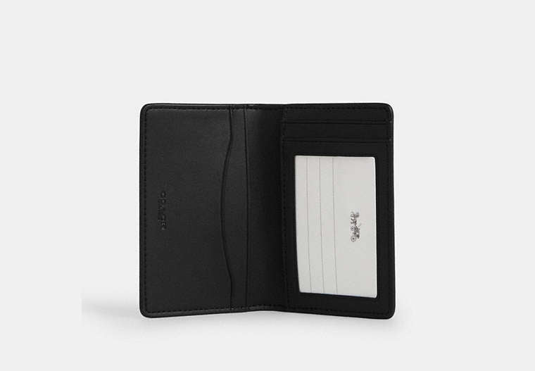 COACH®,Id Wallet In Signature Canvas,Bi Fold,Coin,Casual,Gray,Inside View,Top View