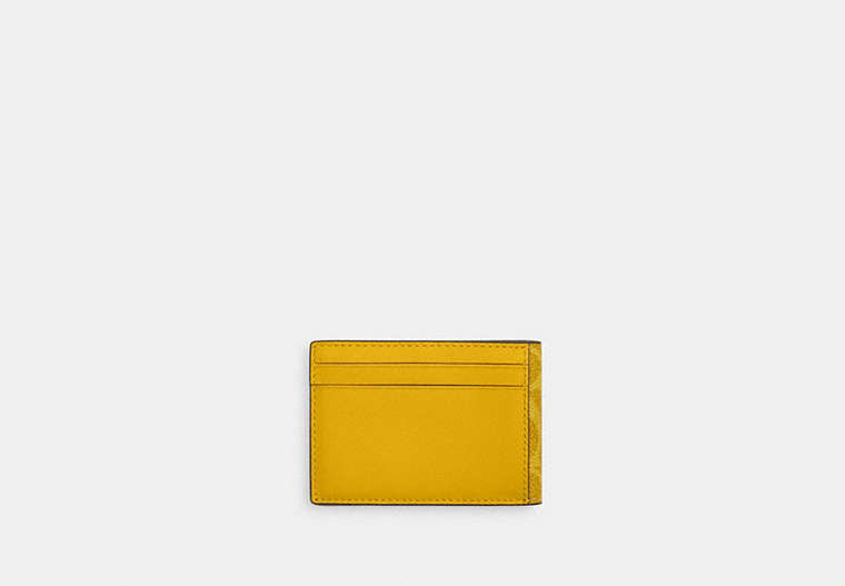 COACH®,Compact Billfold Wallet In Signature Canvas,Coin,Card Case,Bi Fold,Casual,Mustard,Back View