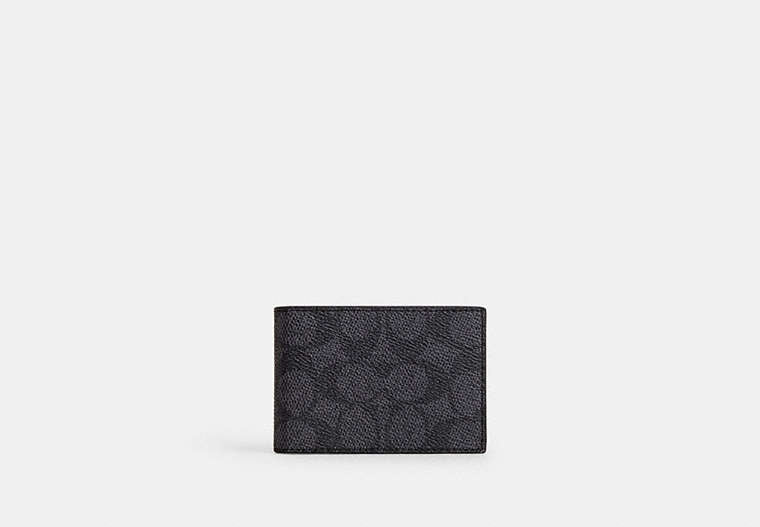 COACH®,Compact Billfold Wallet In Signature Canvas,Coin,Card Case,Bi Fold,Casual,Multi Color,Front View