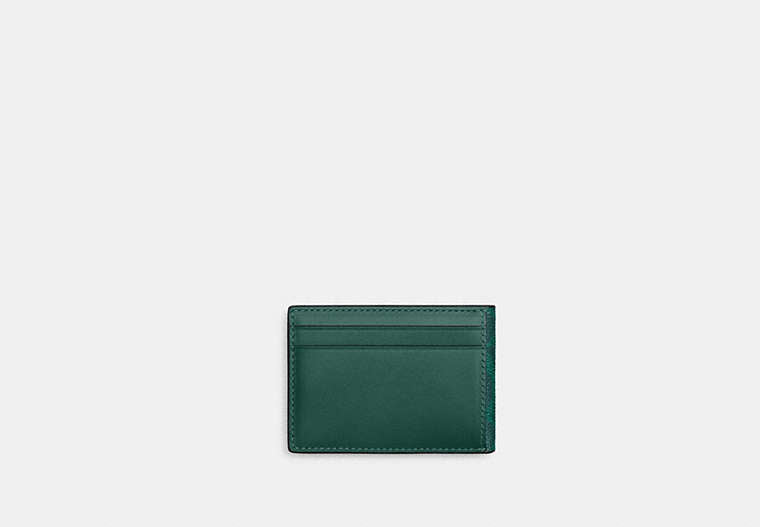 COACH®,Compact Billfold Wallet In Signature Canvas,Coin,Card Case,Bi Fold,Casual,Green,Back View
