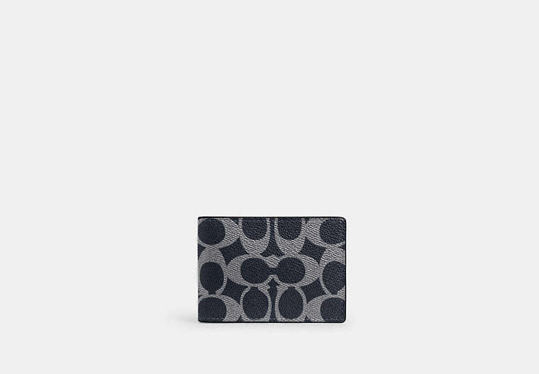 COACH®,Compact Billfold Wallet In Signature Canvas,Coin,Card Case,Bi Fold,Casual,Multi Color,Front View