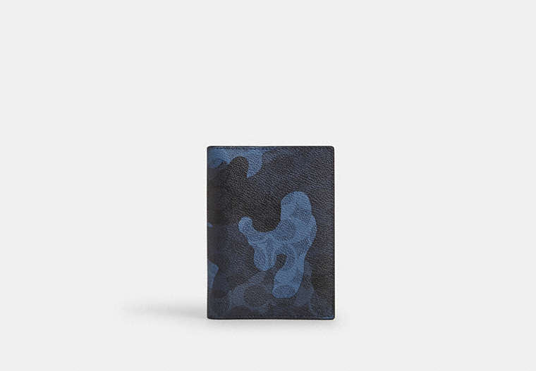 COACH®,Passport Card Case In Signature Camo Print,Bi Fold,Pouch,Card Case,Passport Case,Travel,Multi Color,Front View