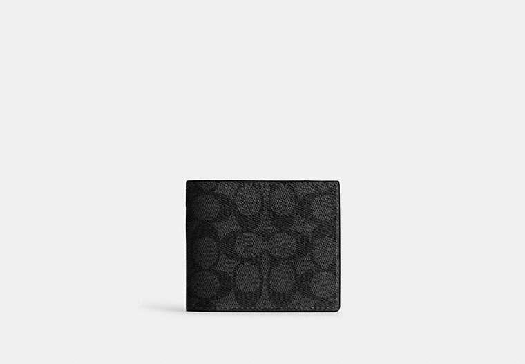 COACH®,Id Billfold Wallet In Signature Canvas,Canvas,Bi Fold,Casual, Father's Day,Multi Color,Front View