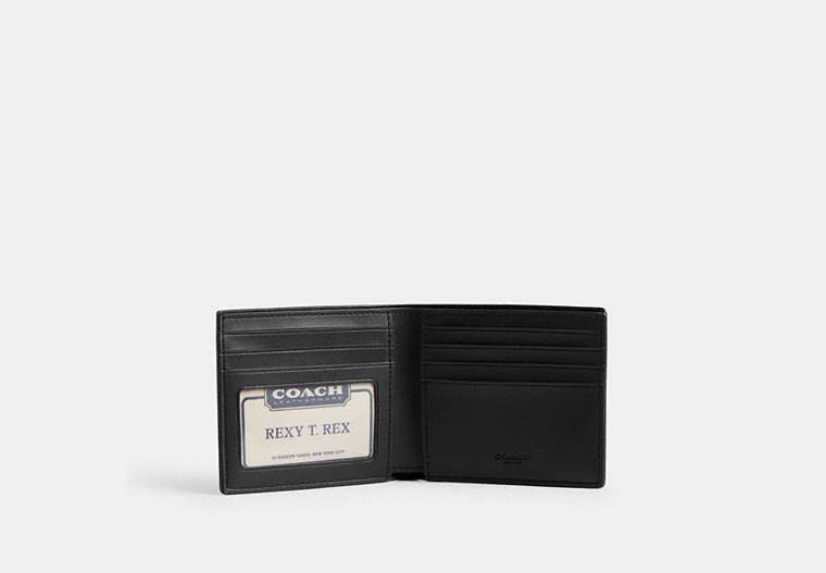 COACH®,Id Billfold Wallet In Signature Canvas,Canvas,Bi Fold,Casual, Father's Day,Multi Color,Inside View,Top View