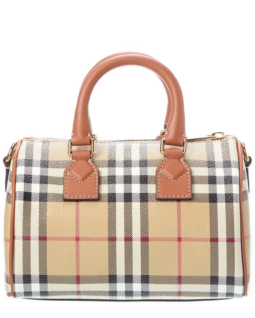 Burberry Check Mini E-Canvas & Leather Bowling Bag