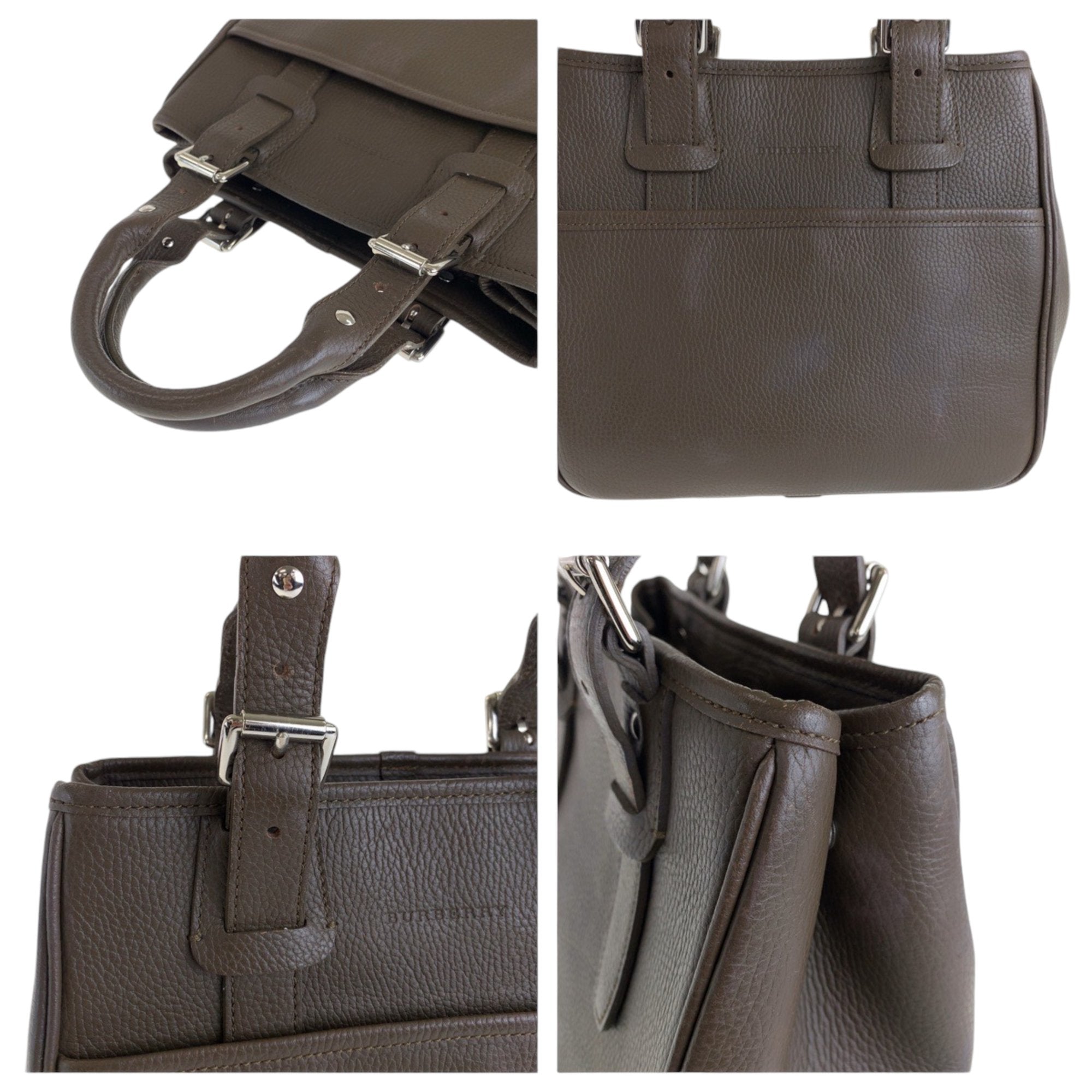 Burberry Leather Handbag Tote Bag (Pre-Owned)