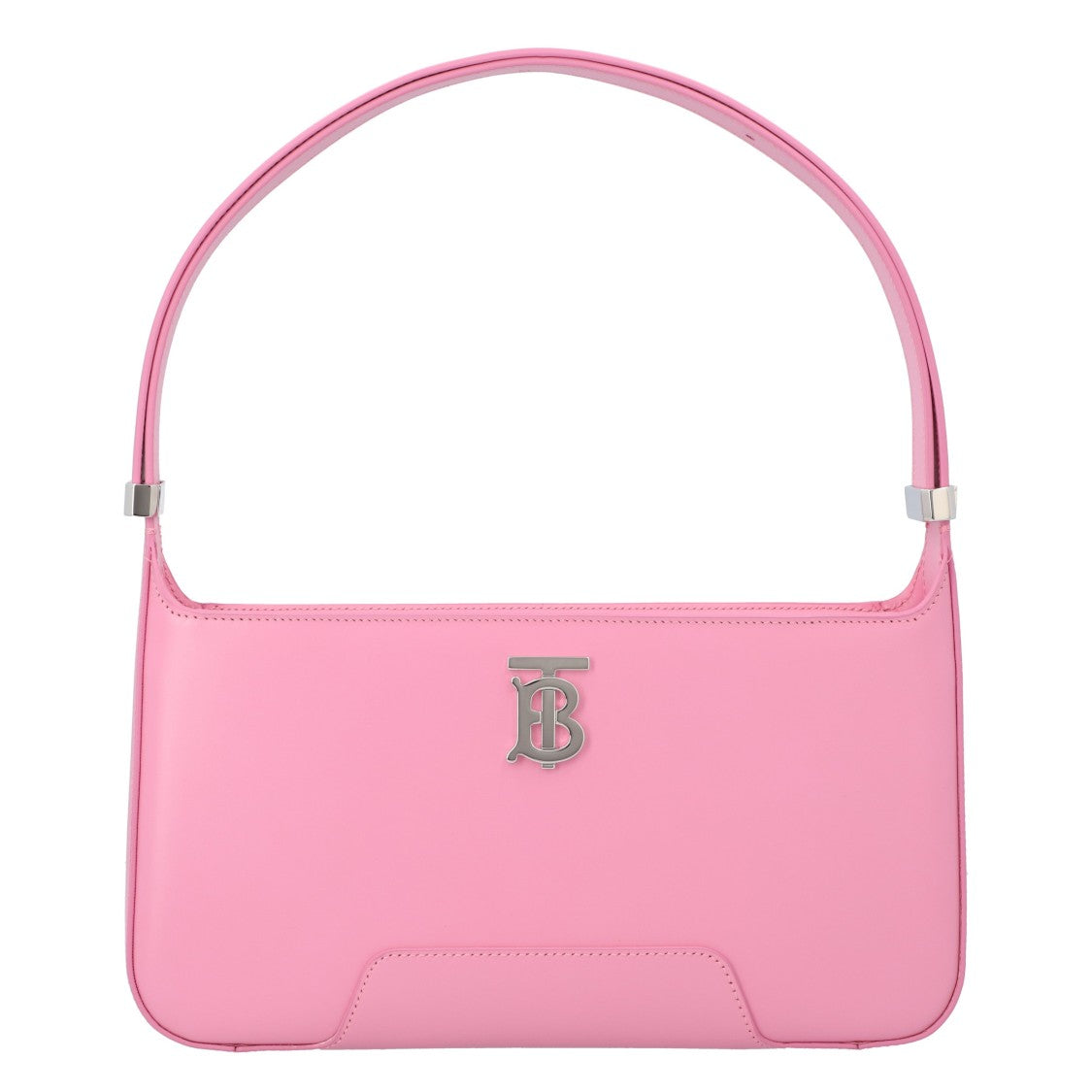 Compact Pink Calfskin Shoulder Bag With Prominent Logo
