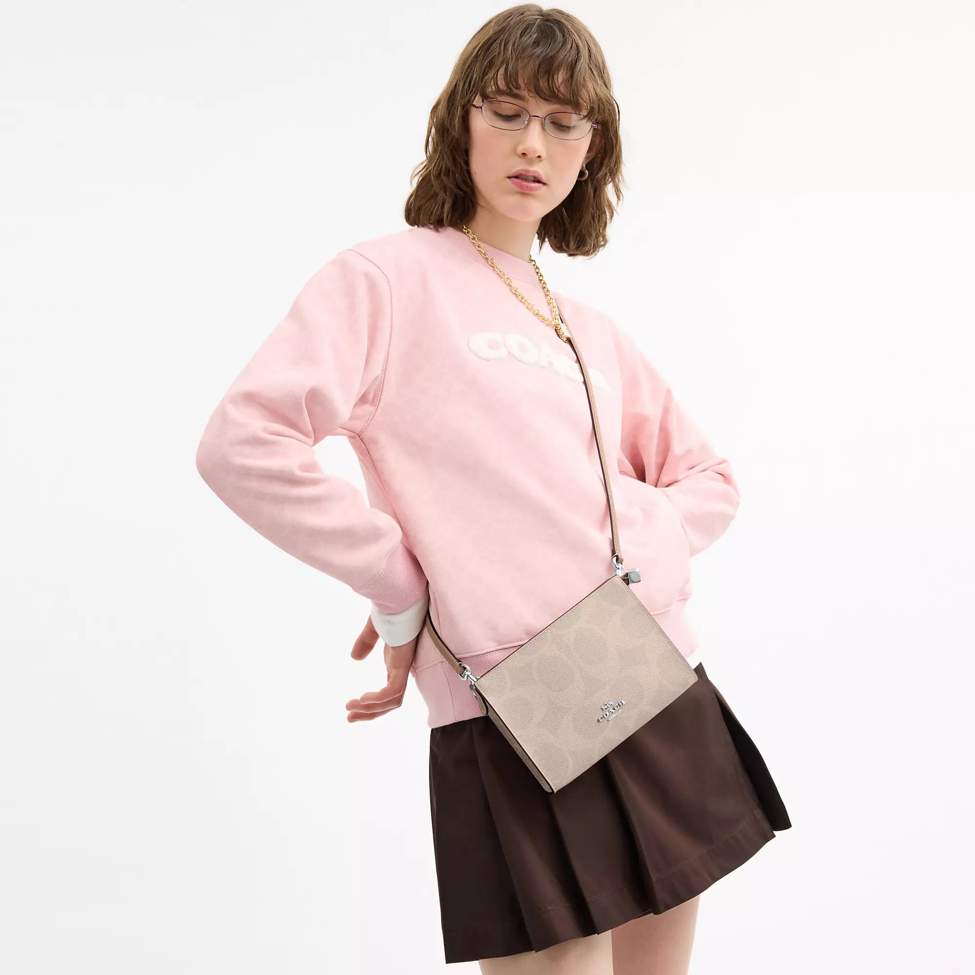 Coach Slim Crossbody Bag In Signature Canvas