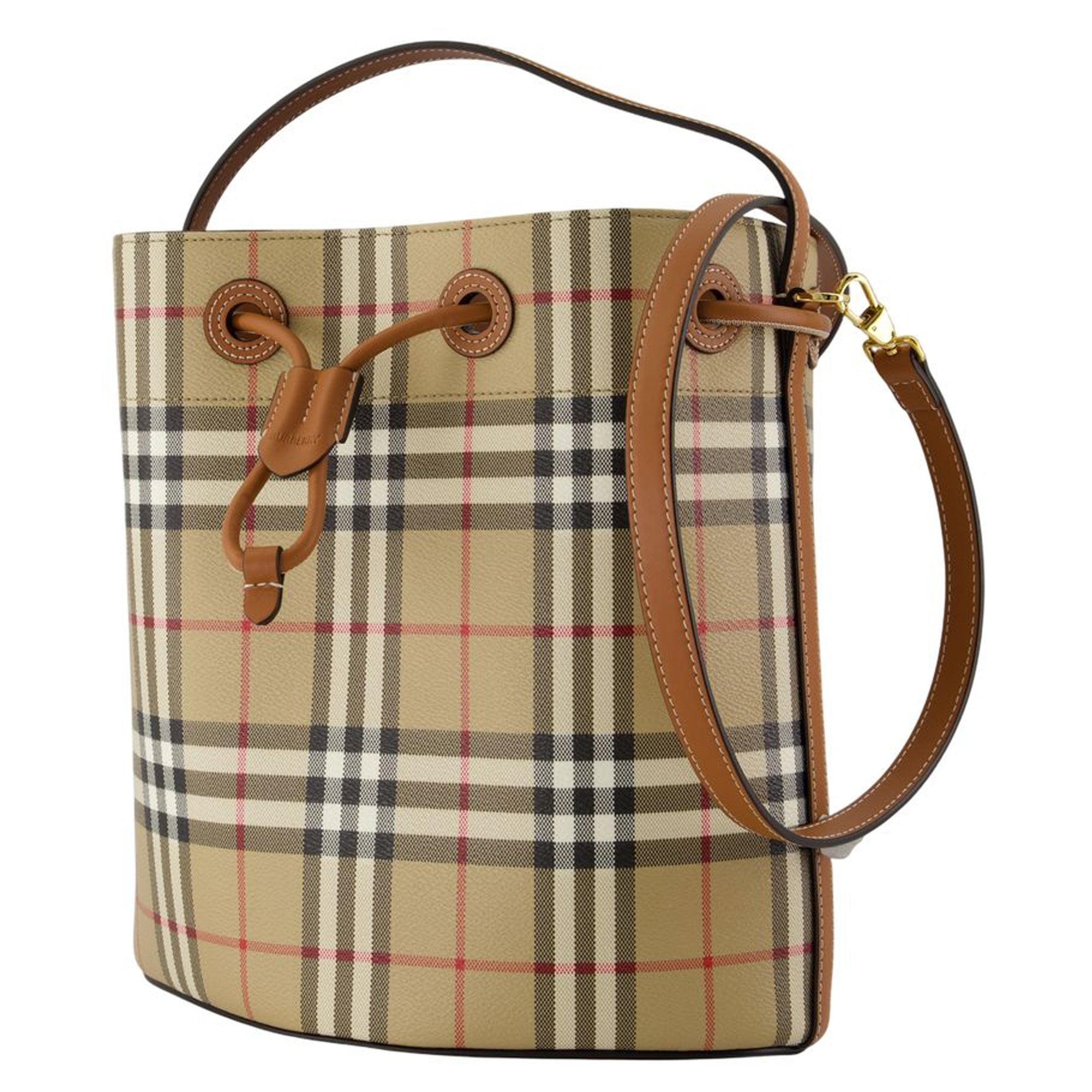Ll Small Drawstring Purse - Burberry - Synthetic Leather - Brown