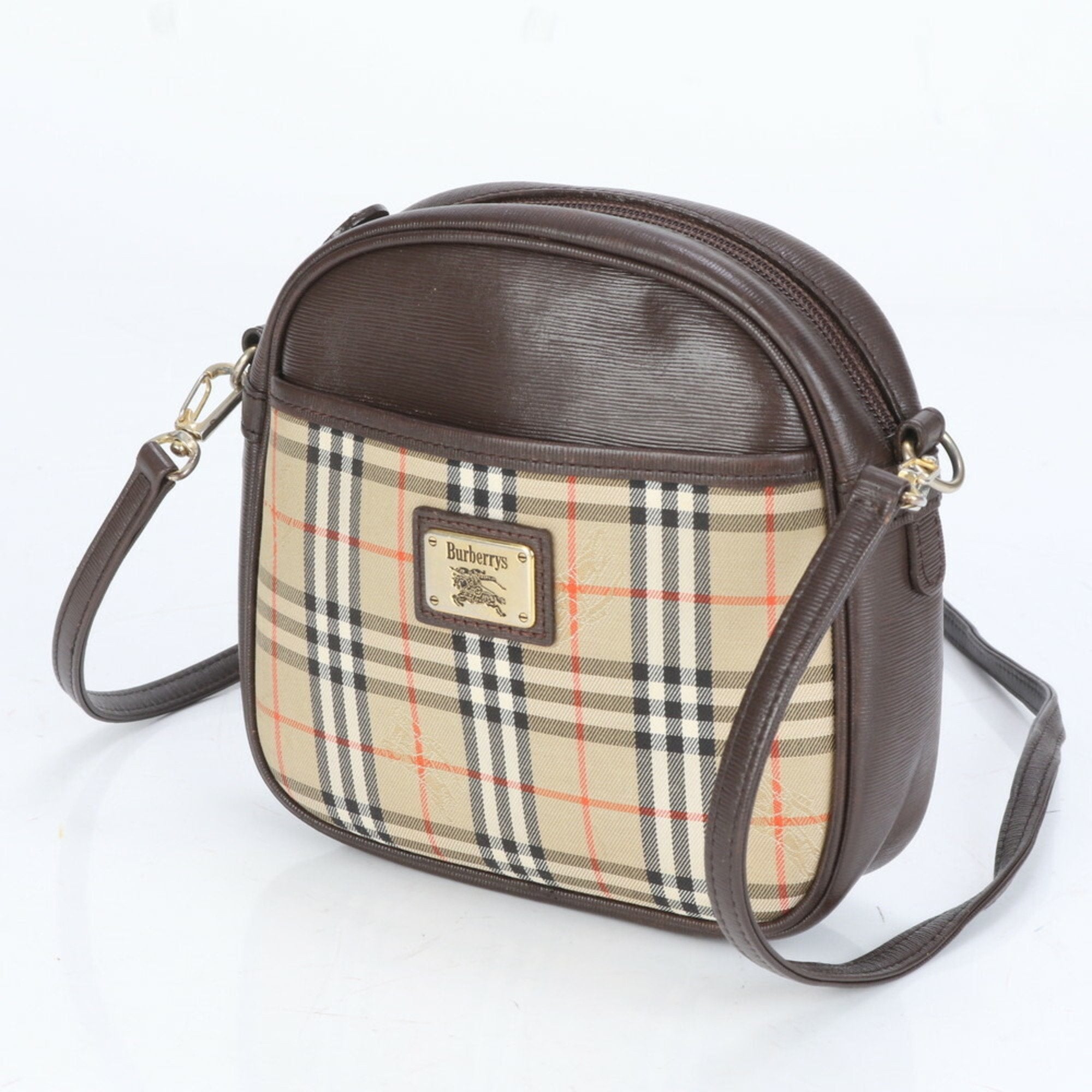 Burberry Leather Canvas Shoulder Bag Tote Bag (Pre-Owned)