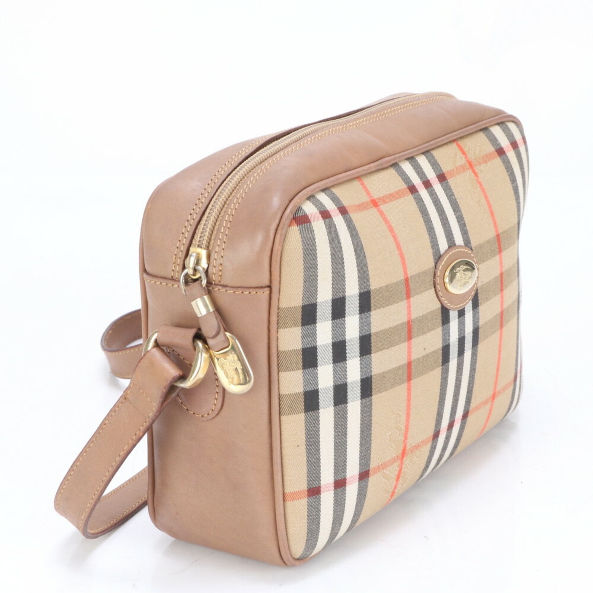 Burberry Leather Canvas Shoulder Bag (Pre-Owned)