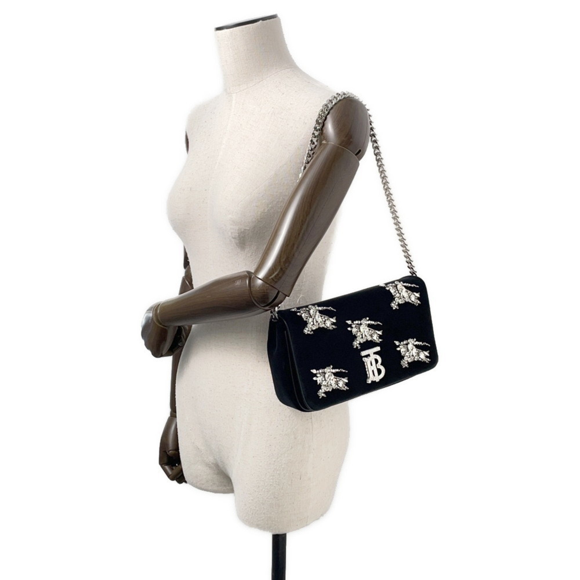 Burberry Velvet Rhinestone Shoulder Bag (Pre-Owned)
