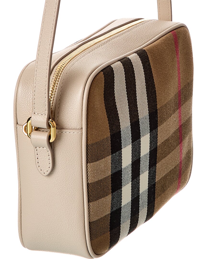 Burberry Check Canvas & Leather Shoulder Bag