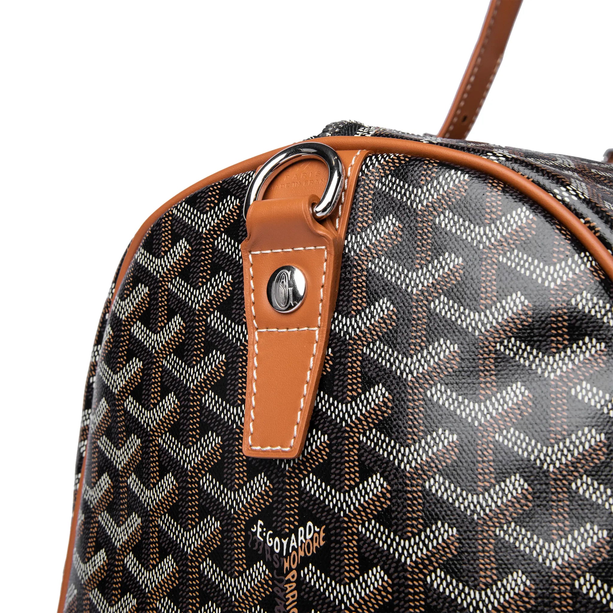 Goyard Boston 50 Black Tan Bag With Strap