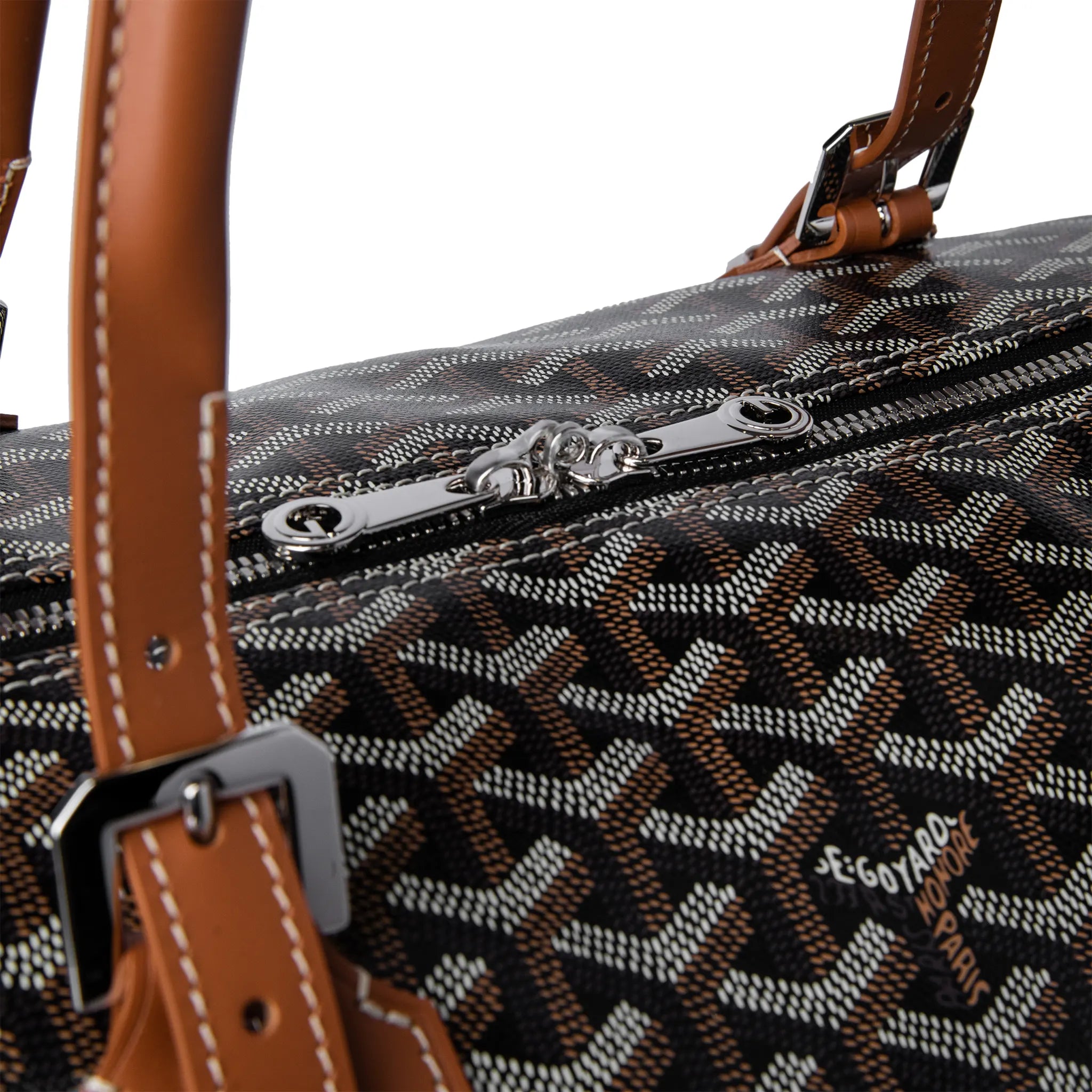 Goyard Boston 50 Black Tan Bag With Strap