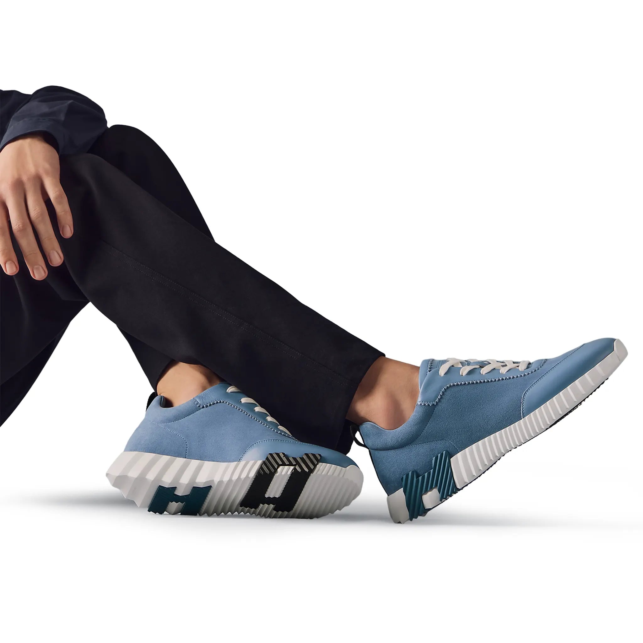 Hermès Paris Bouncing Calf Sneaker Blue Jeans