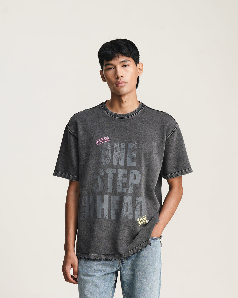 One Step Ahead - Grey graphic t-shirt