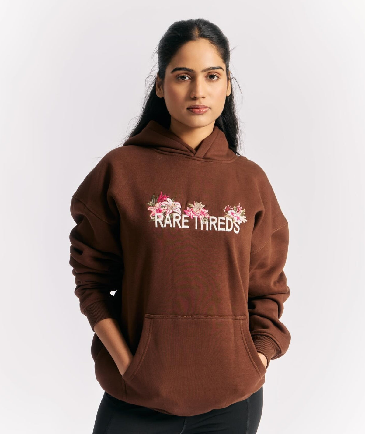 Brown Embroidery Hoodie