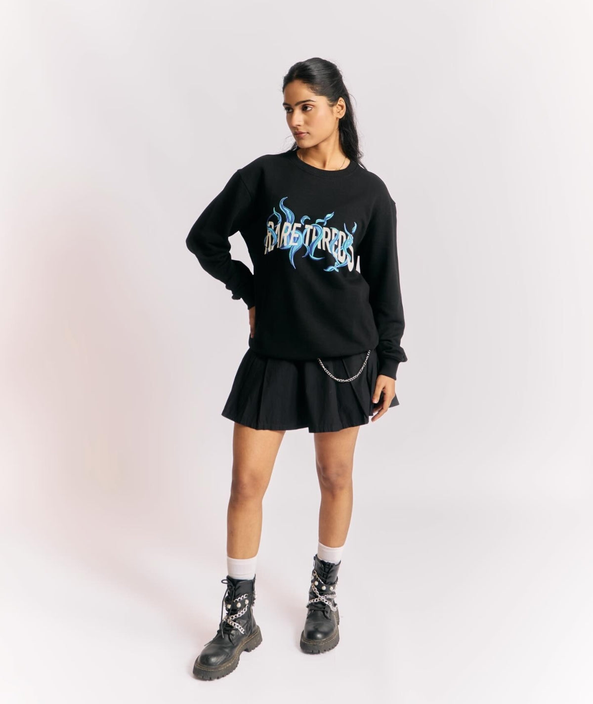 Volcanic Flames Glow-Print Sweatshirt – Black