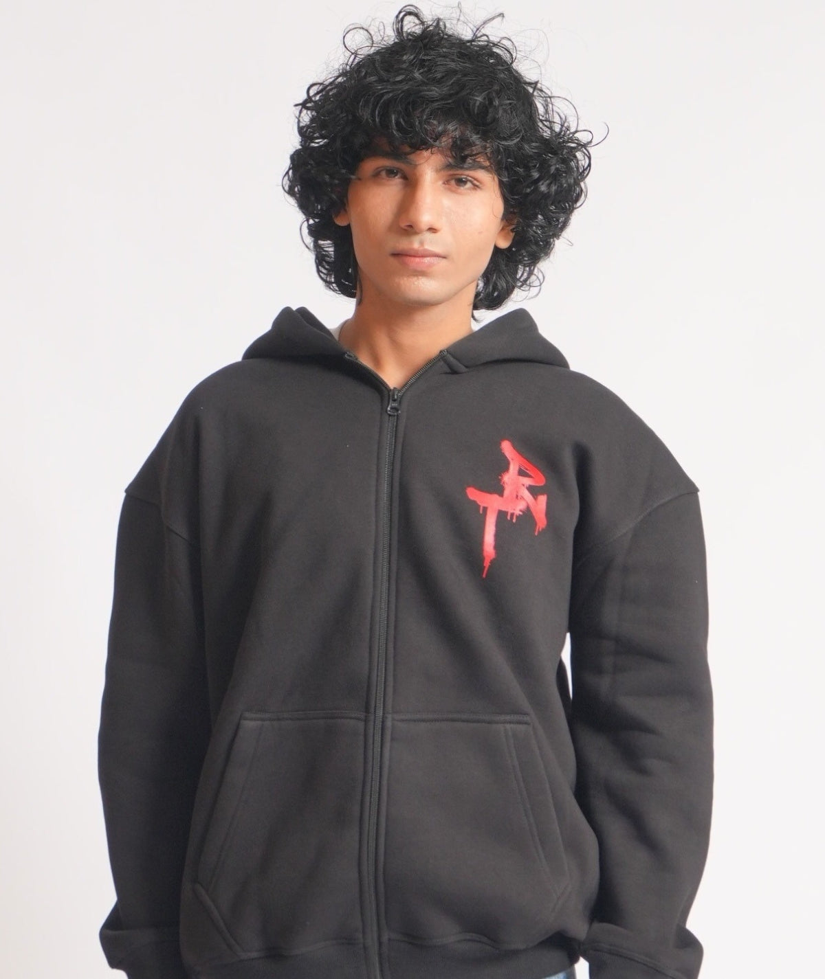 Oversized Black Zip Hoodie