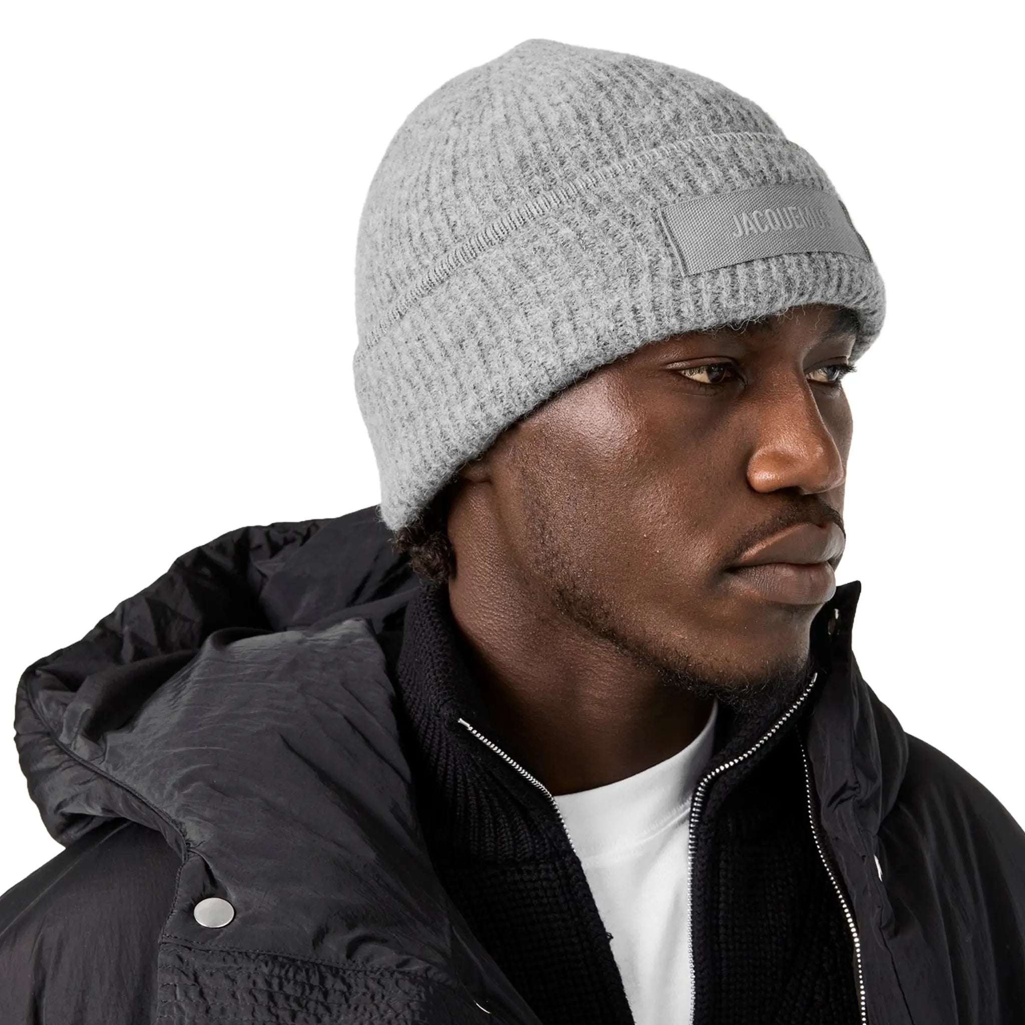 Jacquemus La Croisiere Grosgrain logo Drak Grey Beanie