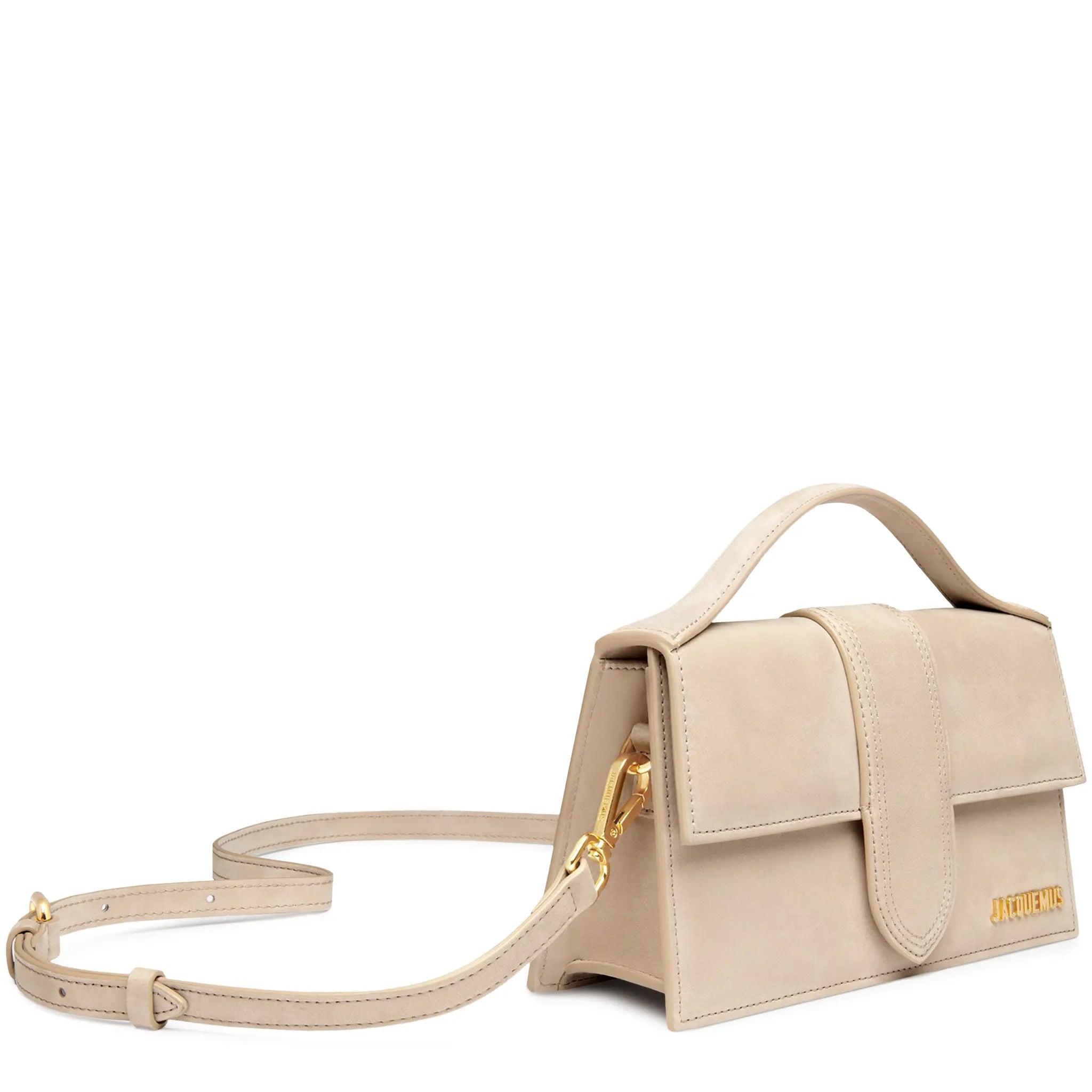 Jacquemus Large Bambino Dark Beige Suede Crossbody Bag