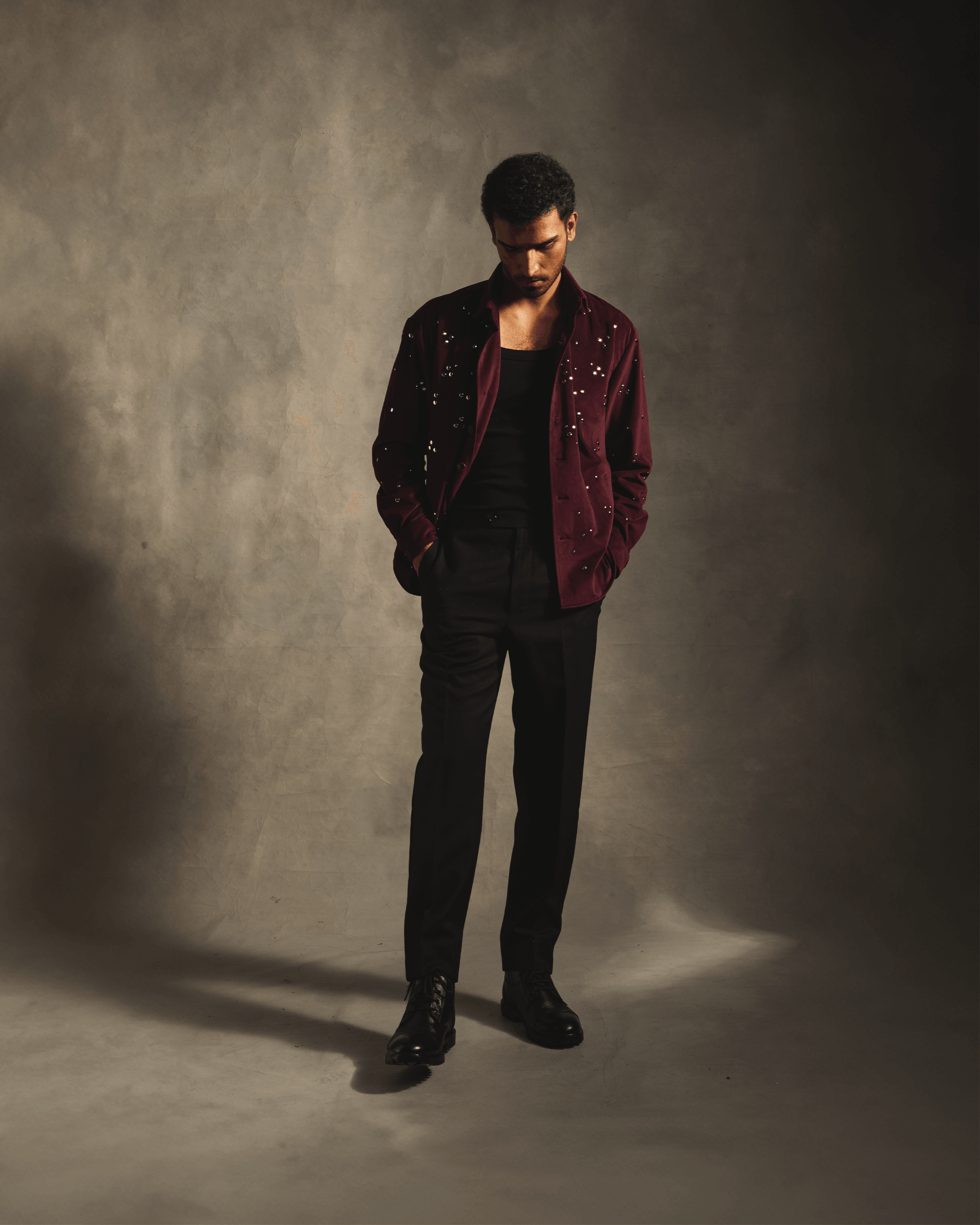 Rivet Rain Overshirt In Red