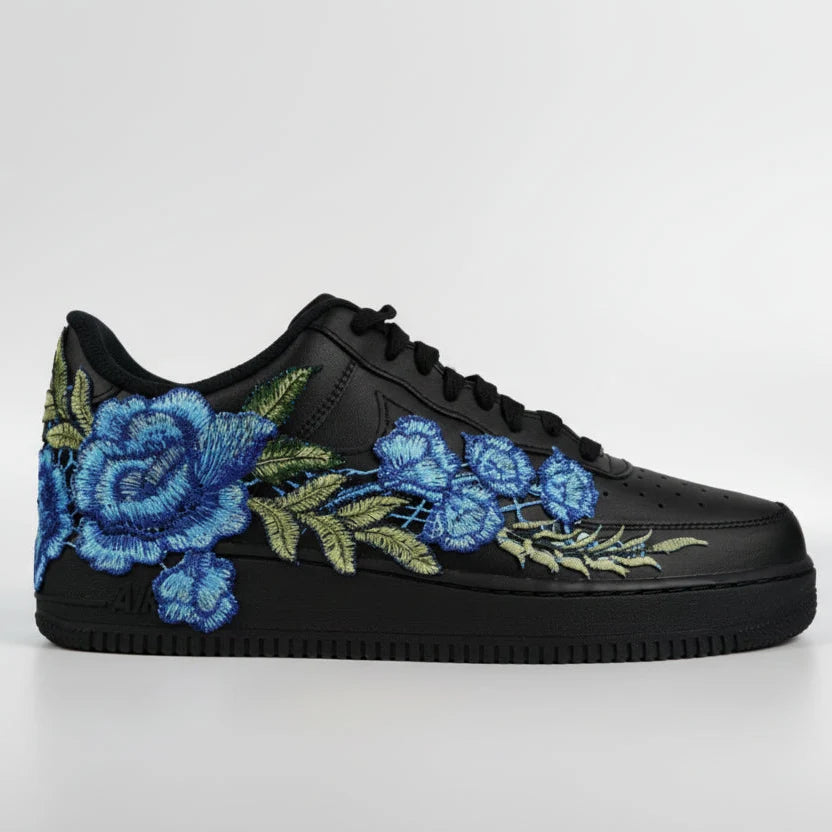 Embroided Midnight Blue Rose Black Af1